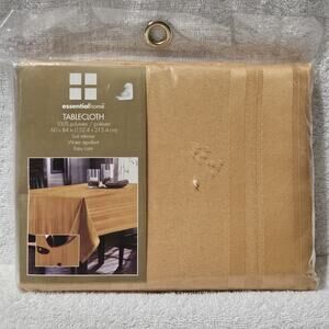 Essential Home Tablecloth 60x84 Gold Tan Stripe Water Repellent Kmart NEW